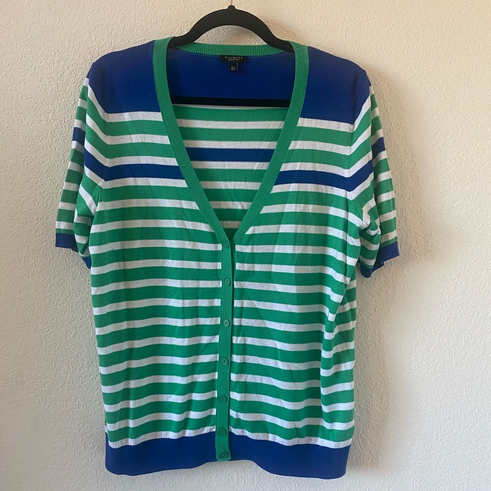 Talbots Women Petites Striped Cardigan, Size 1Xp